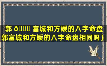 郭 🐛 富城和方媛的八字命盘（郭富城和方媛的八字命盘相同吗）